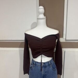 Zara Women's Brown Crop-top